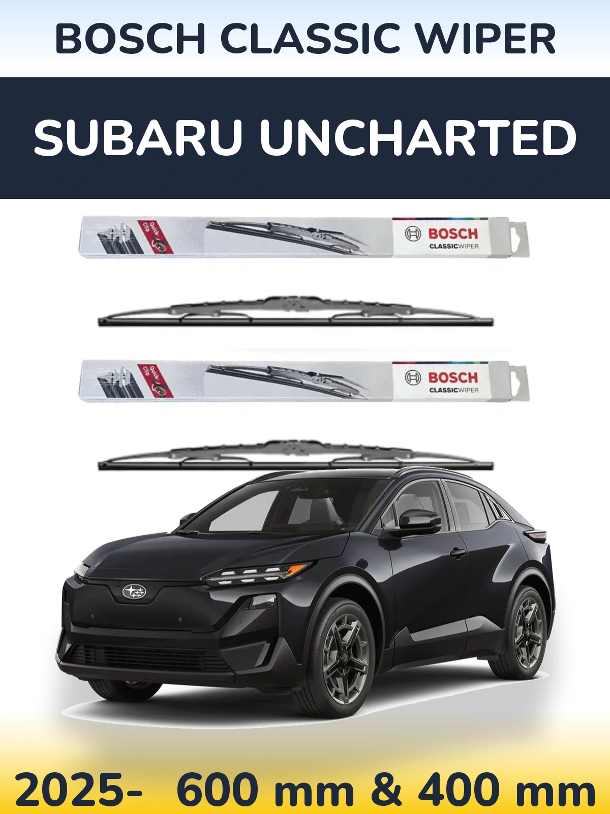 Комплект передних дворников BOSCH Classic Wiper 600 & 400 мм для Subaru Uncharted 2025-2026