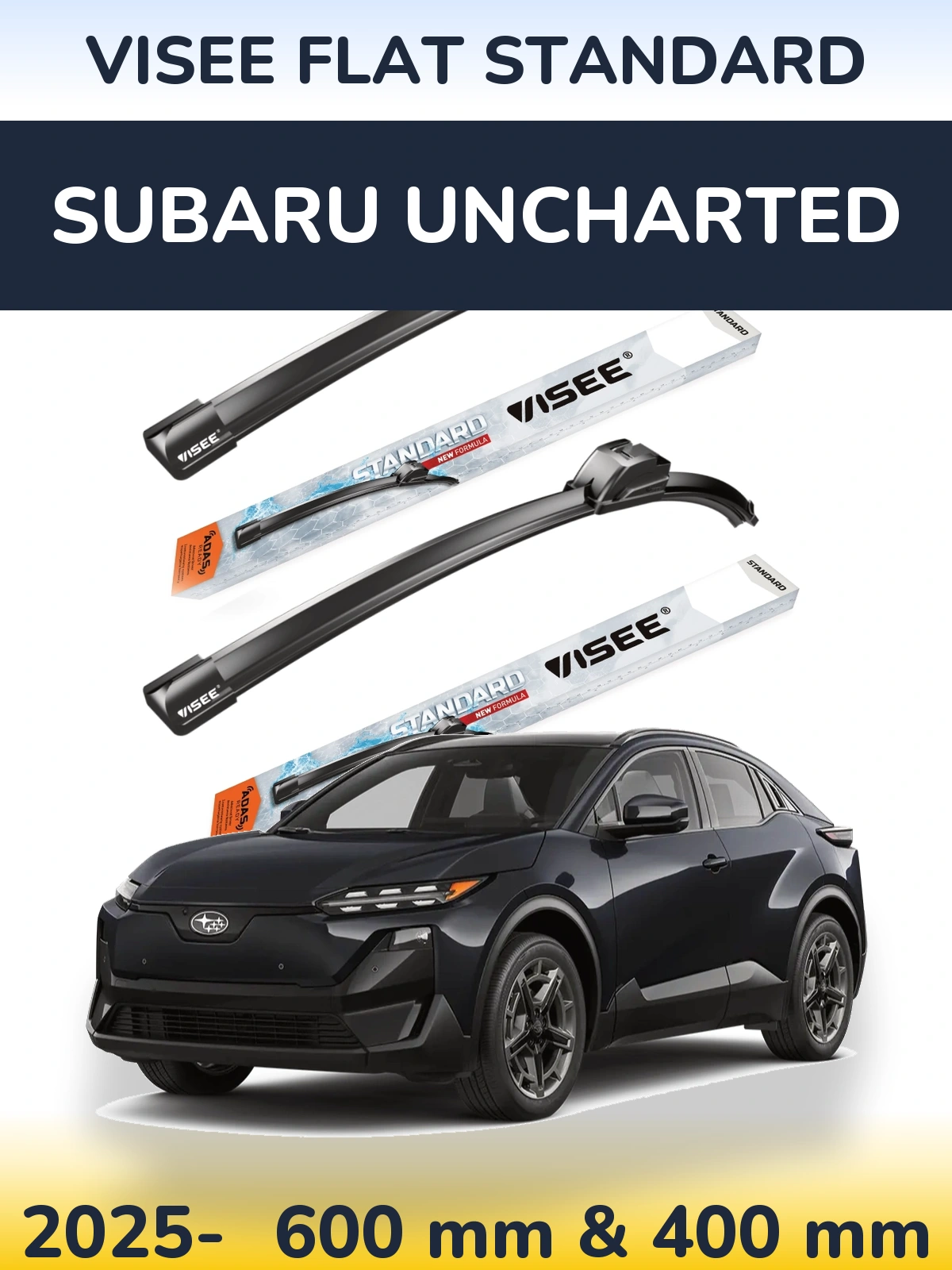 Комплект передних дворников VISEE FLAT STANDARD 600 & 400 мм для Subaru Uncharted 2025-2026