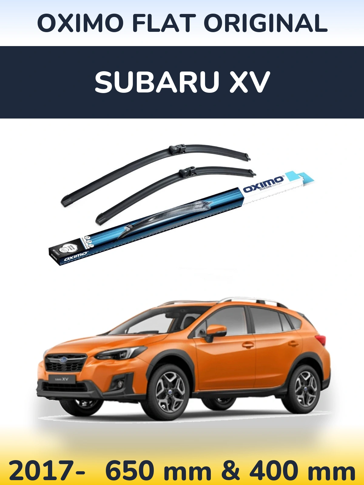 Front wiper blade set Oximo Flat Original 650 & 400 mm for Subaru XV 2017-2026