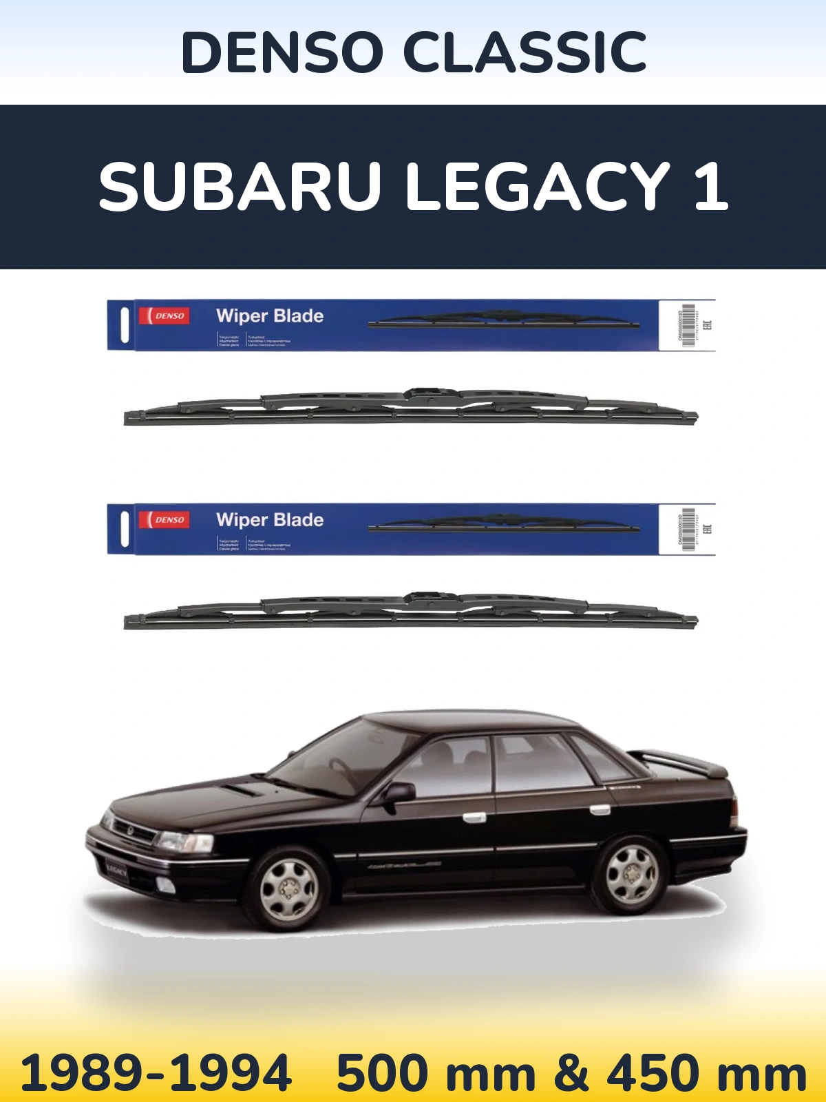 Komplet przednich wycieraczek Denso Classic 500 & 450 mm do Subaru Legacy 1 1989-1994