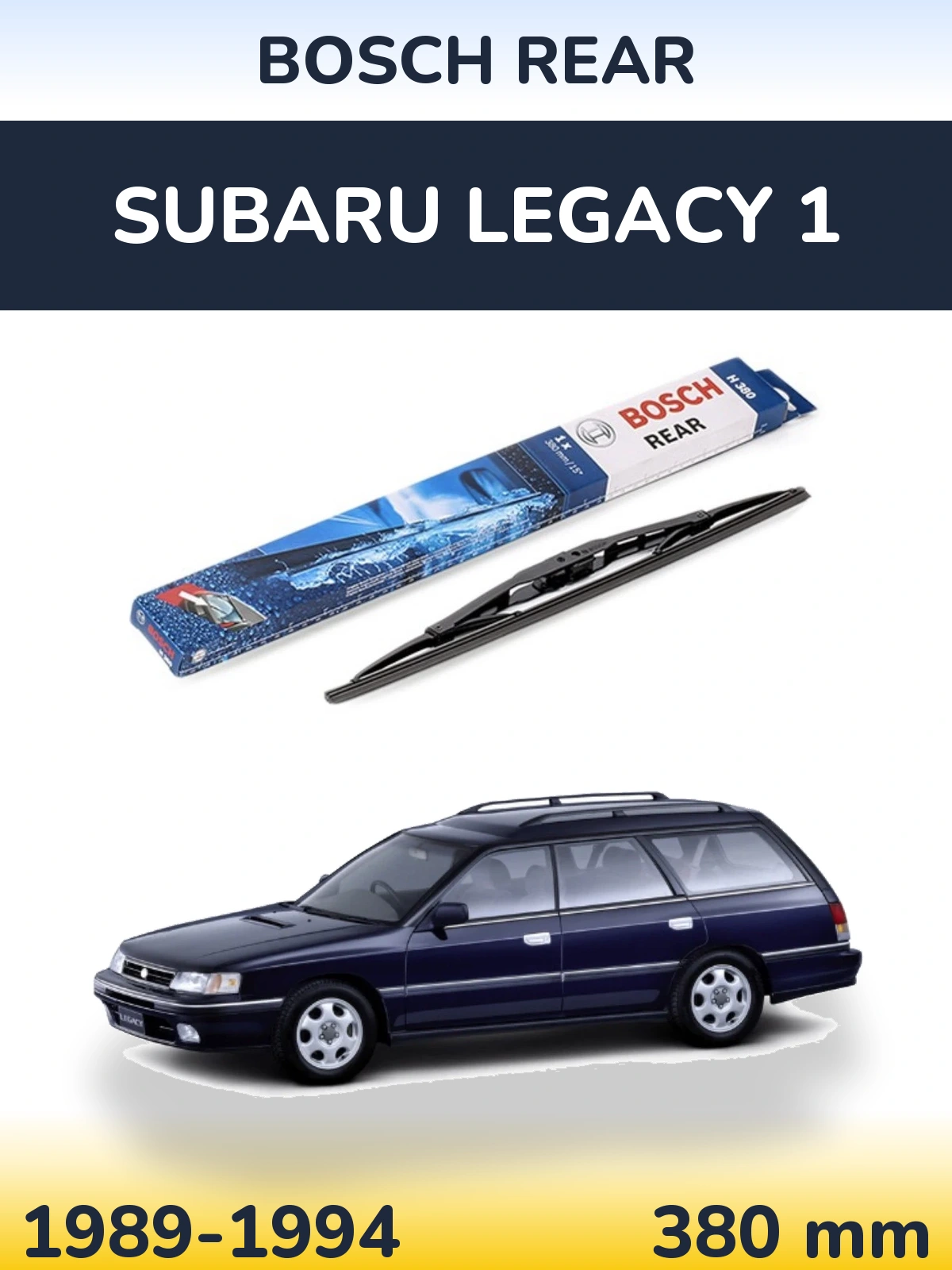 Rear wiper blade BOSCH Rear 380 mm for Subaru Legacy 1 1989-1994