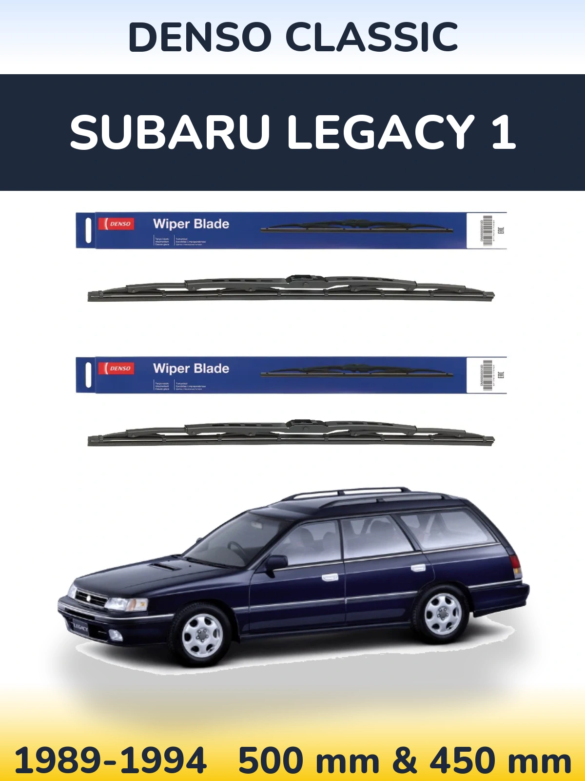 Komplet przednich wycieraczek Denso Classic 500 & 450 mm do Subaru Legacy 1 1989-1994