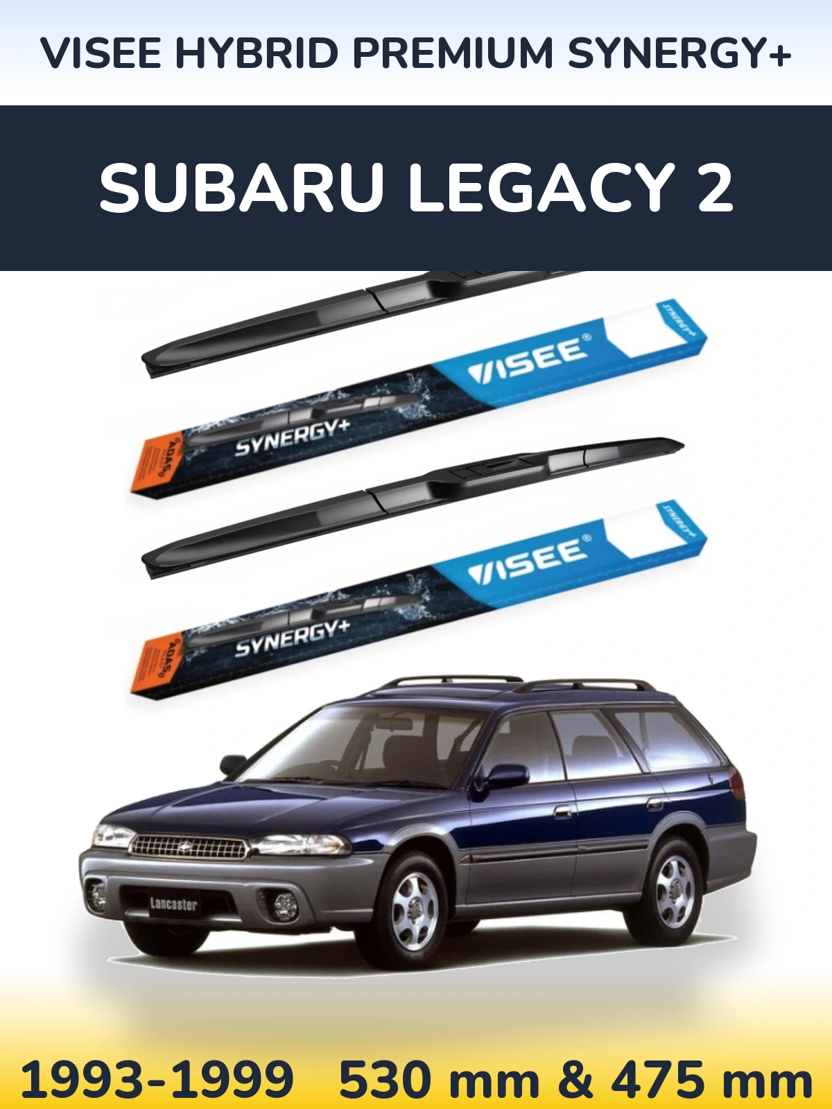 Komplet przednich wycieraczek VISEE HYBRID PREMIUM SYNERGY+ 530 & 475 mm do Subaru Legacy 2 1993-1999