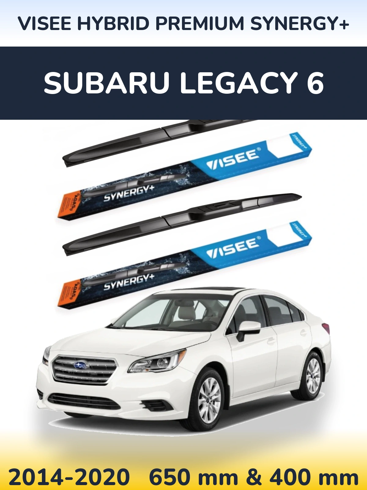 Комплект передних дворников VISEE HYBRID PREMIUM SYNERGY+ 650 & 400 мм для Subaru Legacy 6 2014-2020