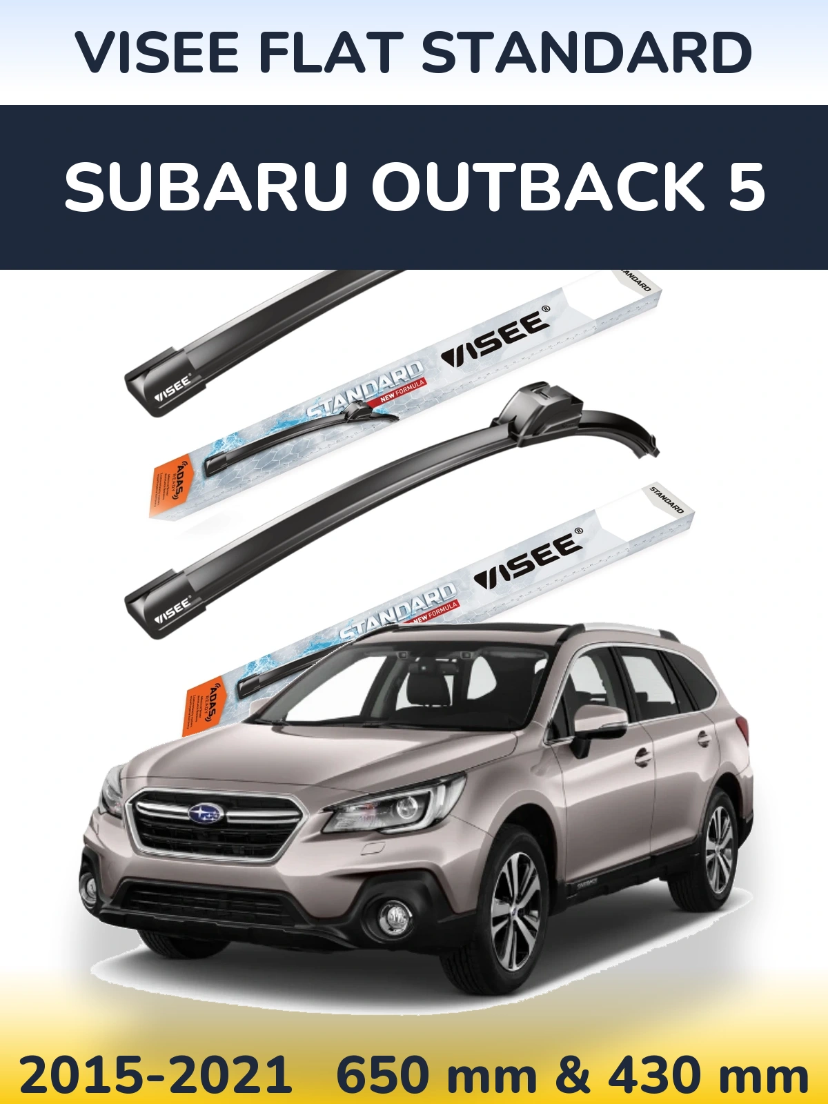 Komplet przednich wycieraczek VISEE FLAT STANDARD 650 & 430 mm do Subaru Outback 5 2015-2021
