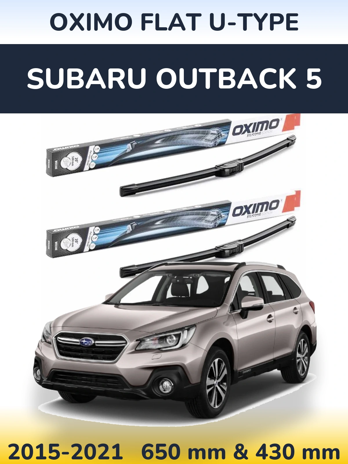 Komplet przednich wycieraczek Oximo Flat U-type 650 & 430 mm do Subaru Outback 5 2015-2021