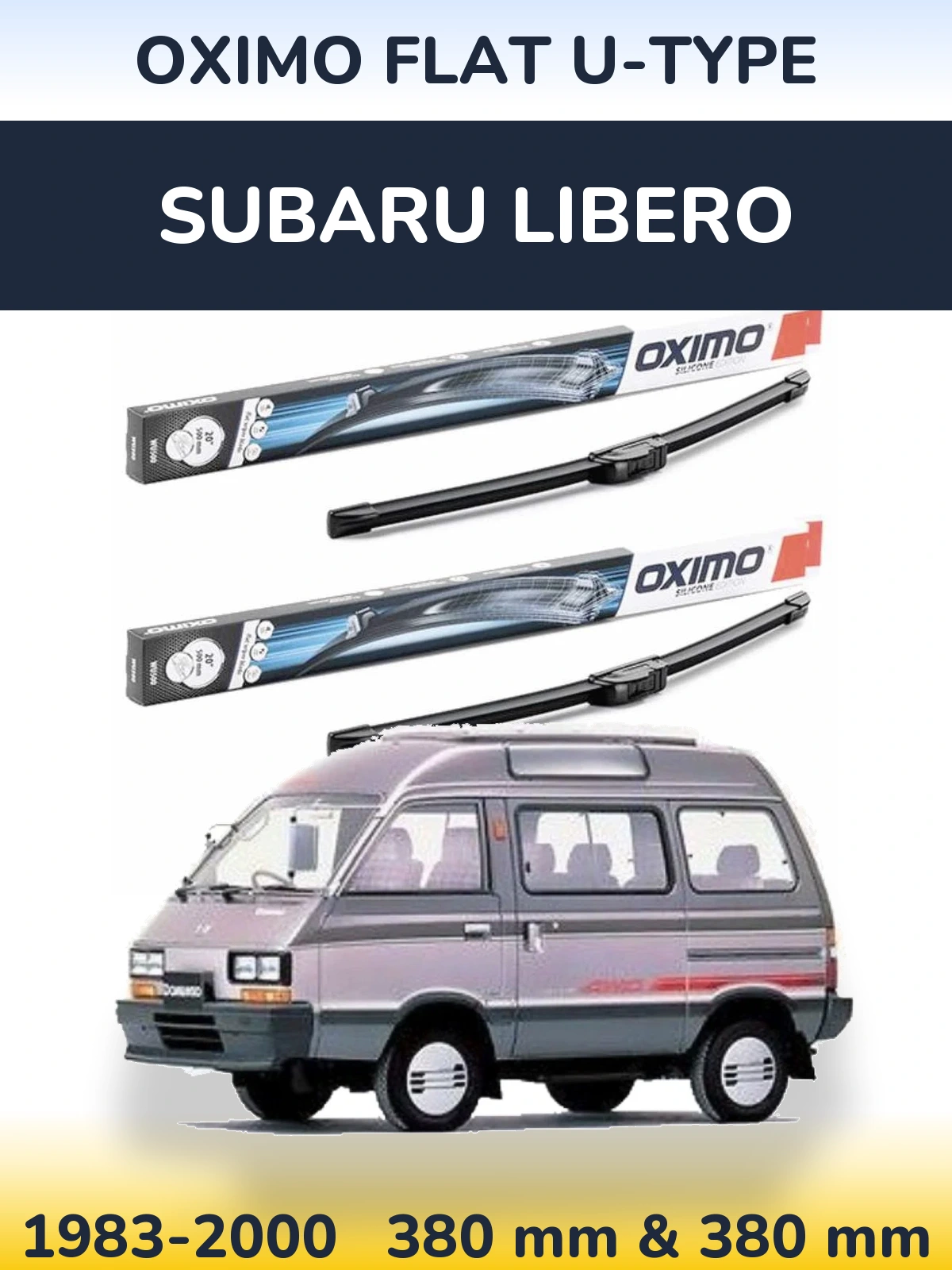 Комплект передних дворников Oximo Flat U-type 380 & 380 мм для Subaru Libero 1983-2000