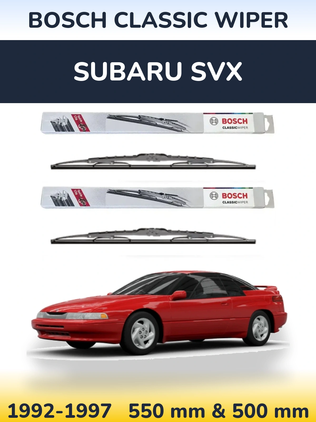 Комплект передніх щіток BOSCH Classic Wiper 550 & 500 мм для Subaru SVX 1992-1997
