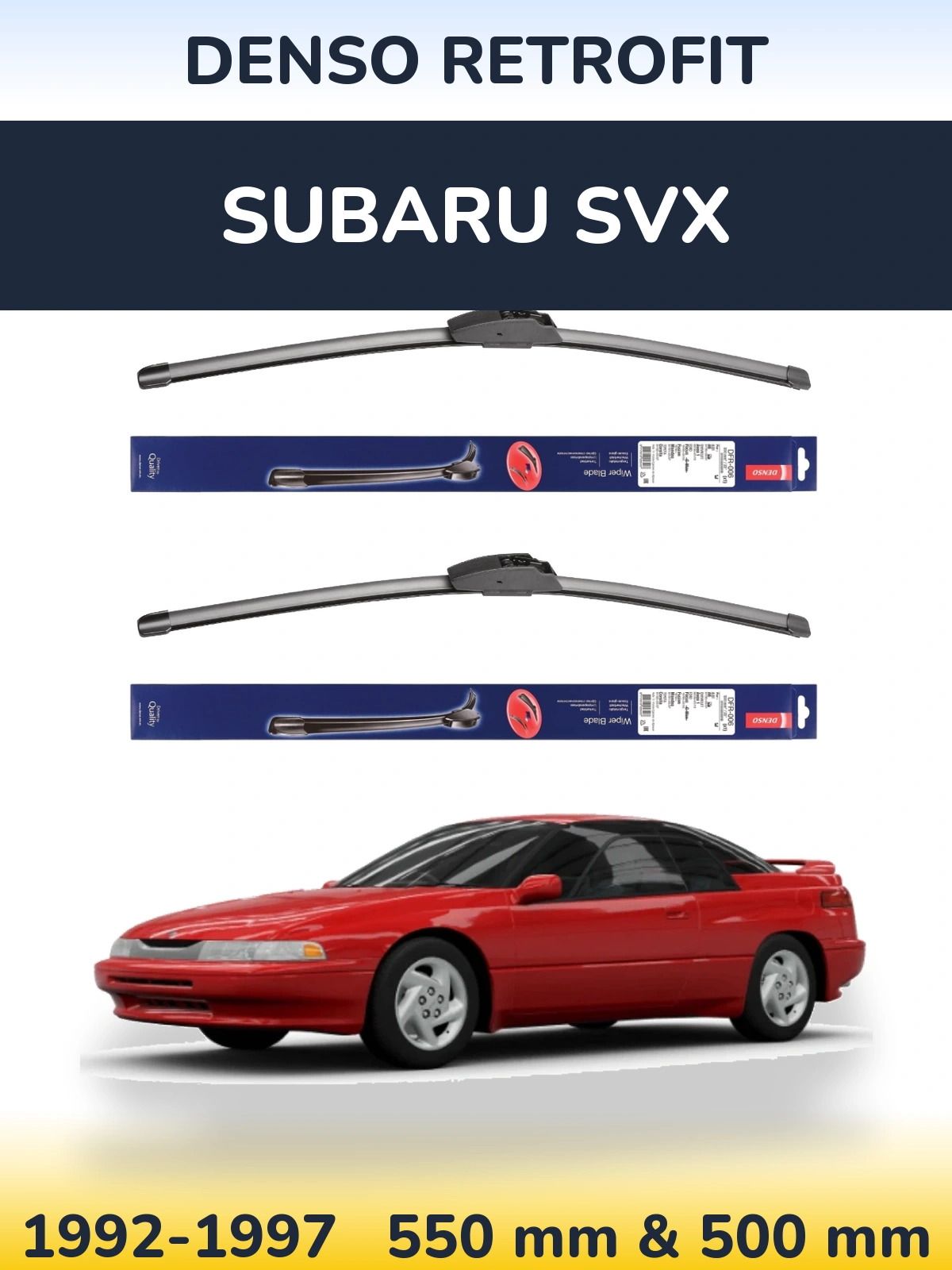 Комплект передніх щіток Denso Retrofit 550 & 500 мм для Subaru SVX 1992-1997