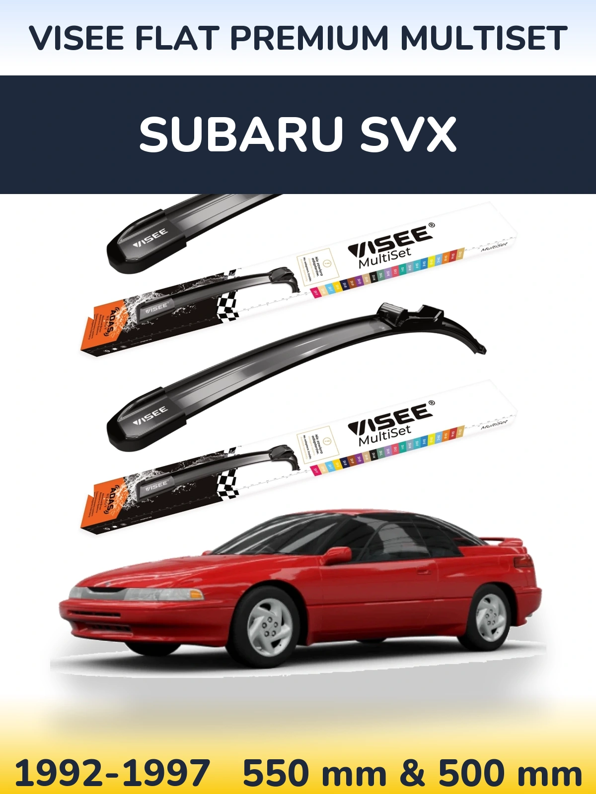 Комплект передних дворников VISEE FLAT PREMIUM MultiSet 550 & 500 мм для Subaru SVX 1992-1997