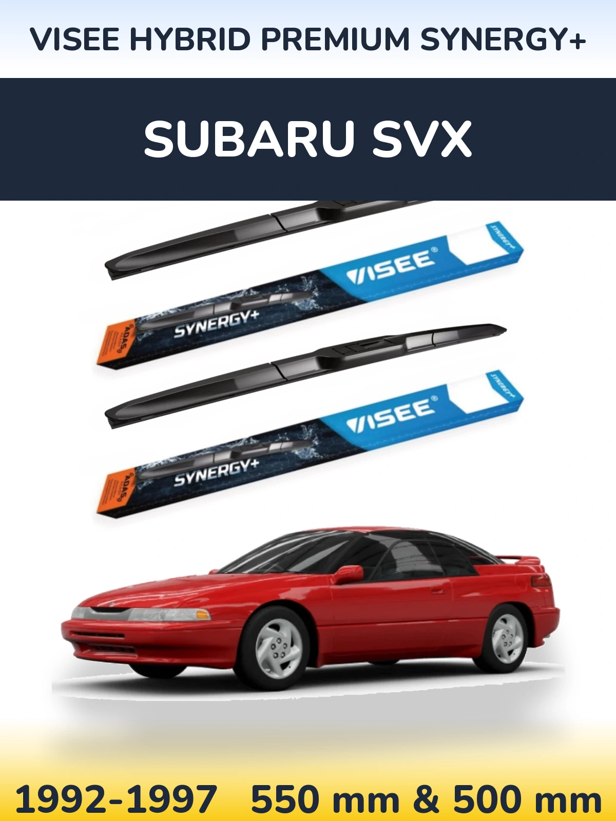 Комплект передніх щіток VISEE HYBRID PREMIUM SYNERGY+ 550 & 500 мм для Subaru SVX 1992-1997