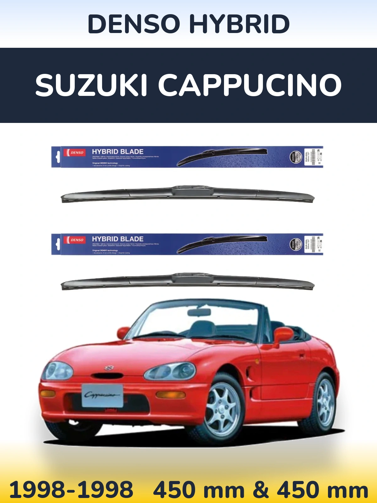 Комплект передних дворников Denso Hybrid 450 & 450 мм для Suzuki Cappucino 1998-1998