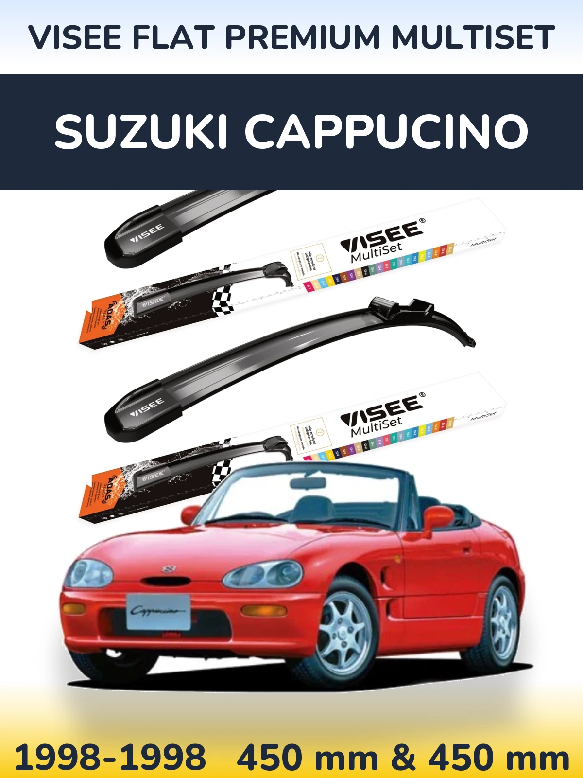 Комплект передних дворников VISEE FLAT PREMIUM MultiSet 450 & 450 мм для Suzuki Cappucino 1998-1998