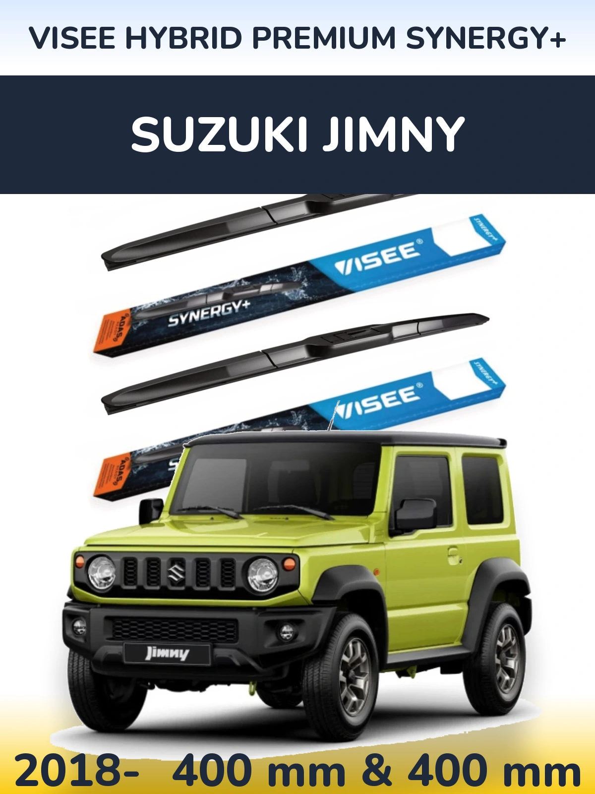 Комплект передних дворников VISEE HYBRID PREMIUM SYNERGY+ 400 & 400 мм для Suzuki Jimny 2018-2026
