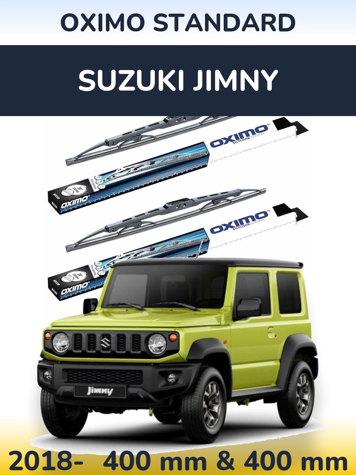Front wiper blade set Oximo Standard 400 & 400 mm for Suzuki Jimny 2018-2026