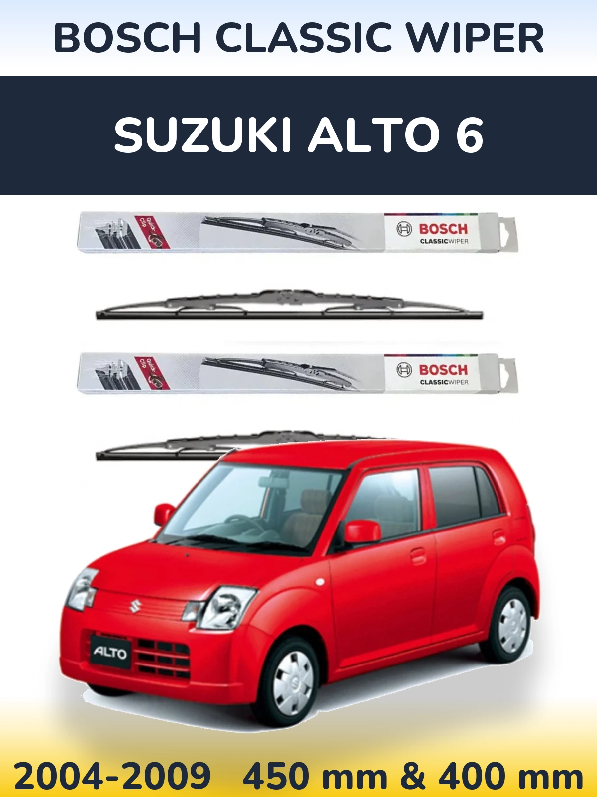 Комплект передніх щіток BOSCH Classic Wiper 450 & 400 мм для Suzuki Alto 6 2004-2009