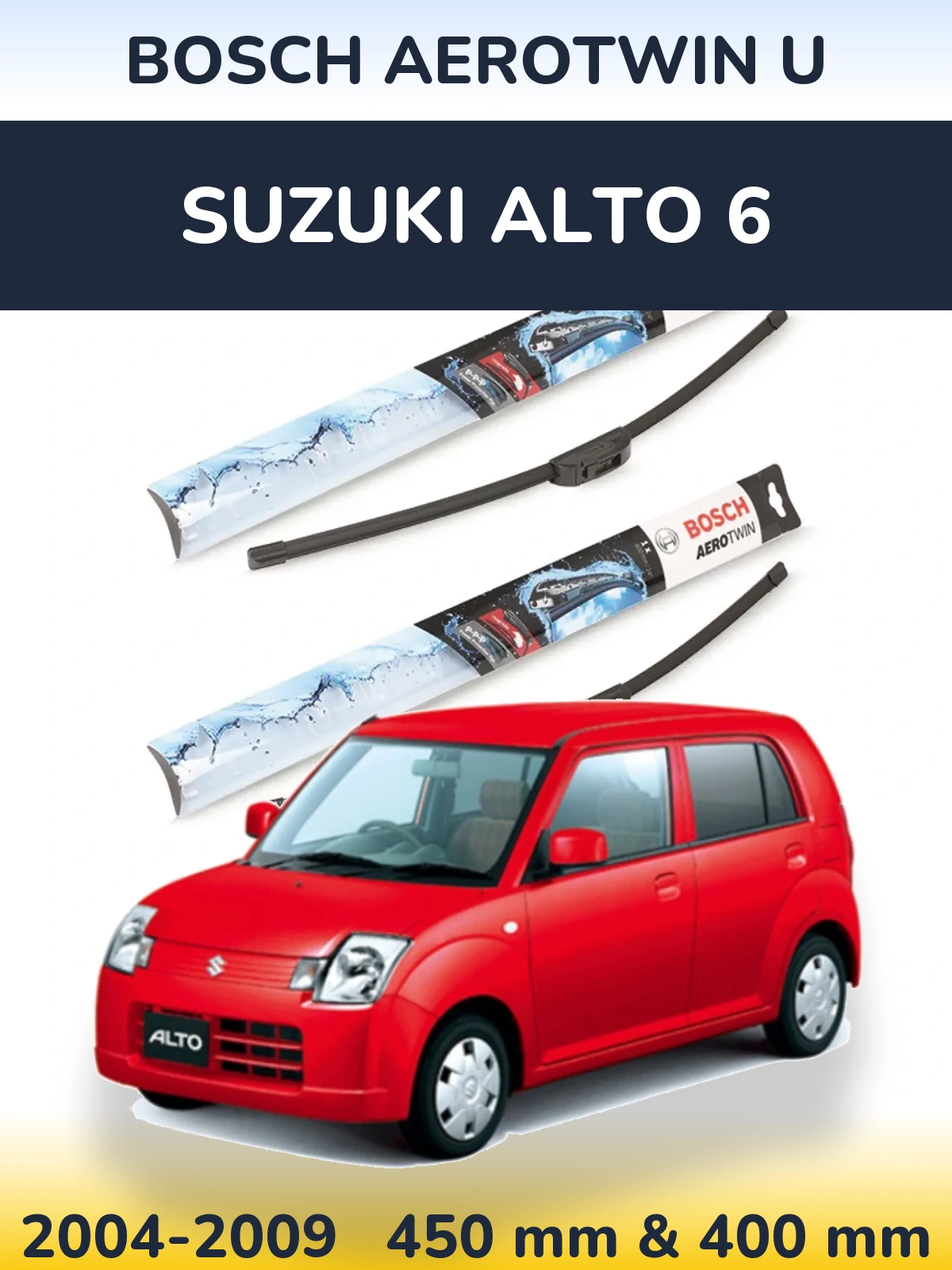 Комплект передних дворников BOSCH AeroTwin U 450 & 400 мм для Suzuki Alto 6 2004-2009