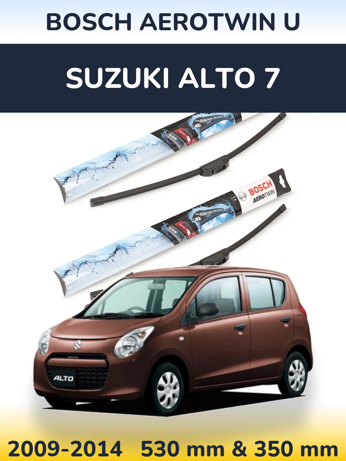 Komplet przednich wycieraczek BOSCH AeroTwin U 530 & 350 mm do Suzuki Alto 7 2009-2014