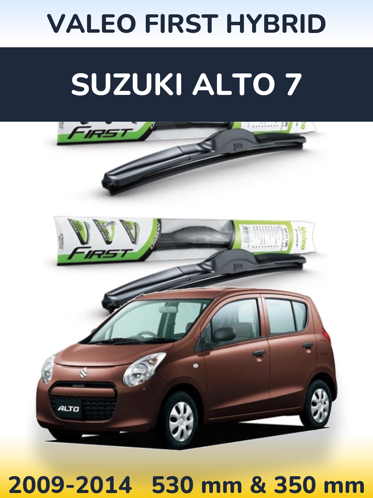Front wiper blade set Valeo First Hybrid 530 & 350 mm for Suzuki Alto 7 2009-2014