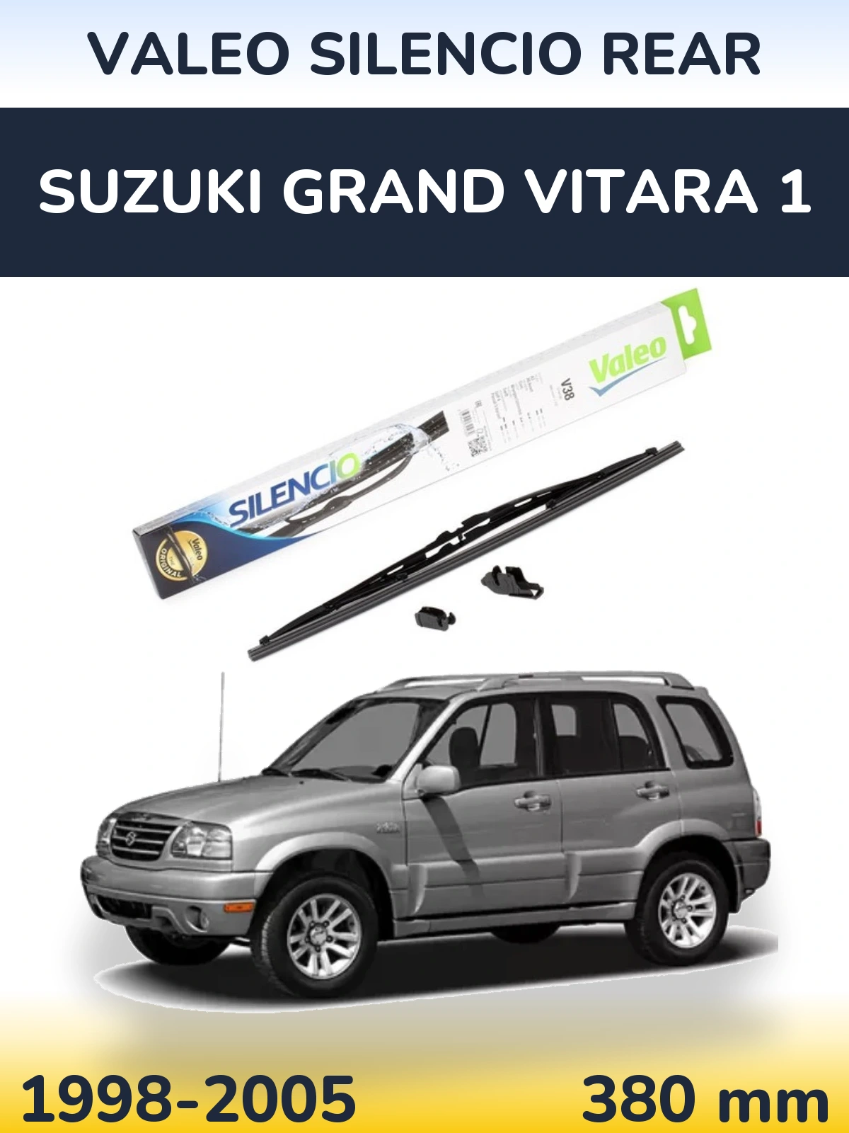 Rear wiper blade Valeo Silencio Rear 380 mm for Suzuki Grand Vitara 1 1998-2005
