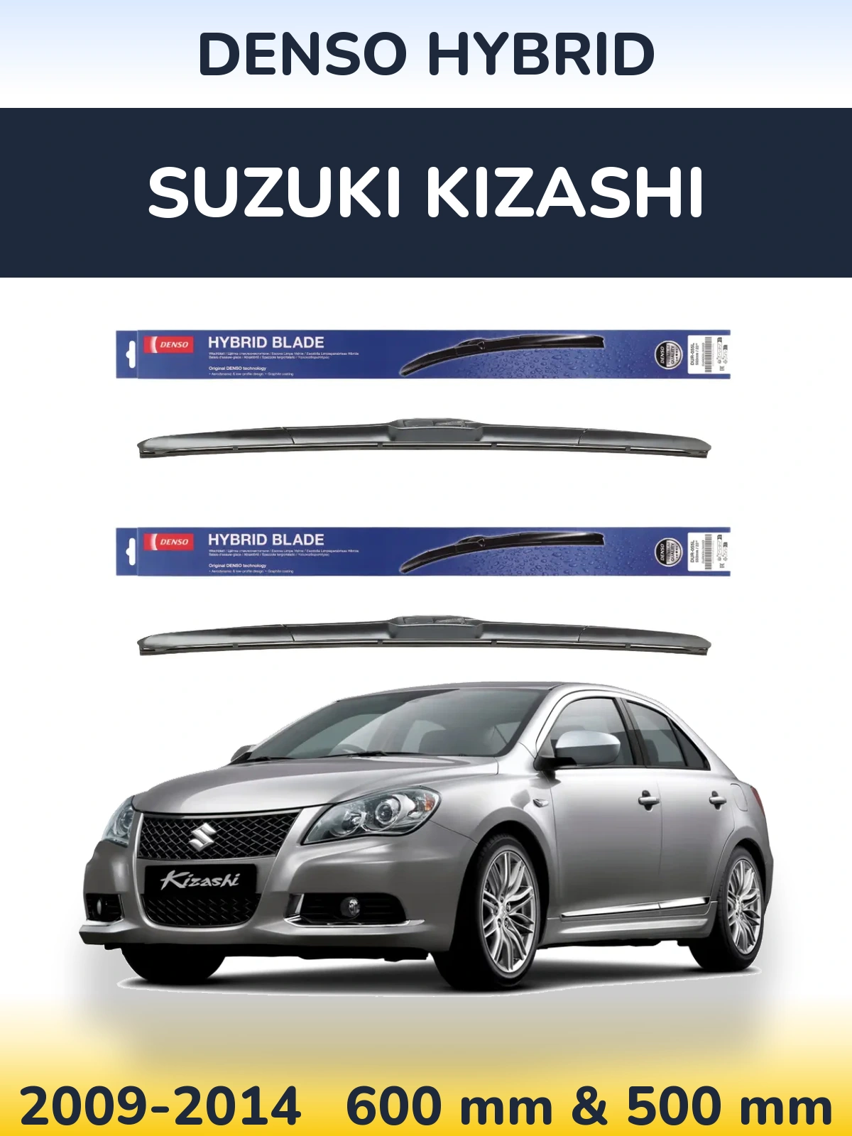 Komplet przednich wycieraczek Denso Hybrid 600 & 500 mm do Suzuki Kizashi 2009-2014
