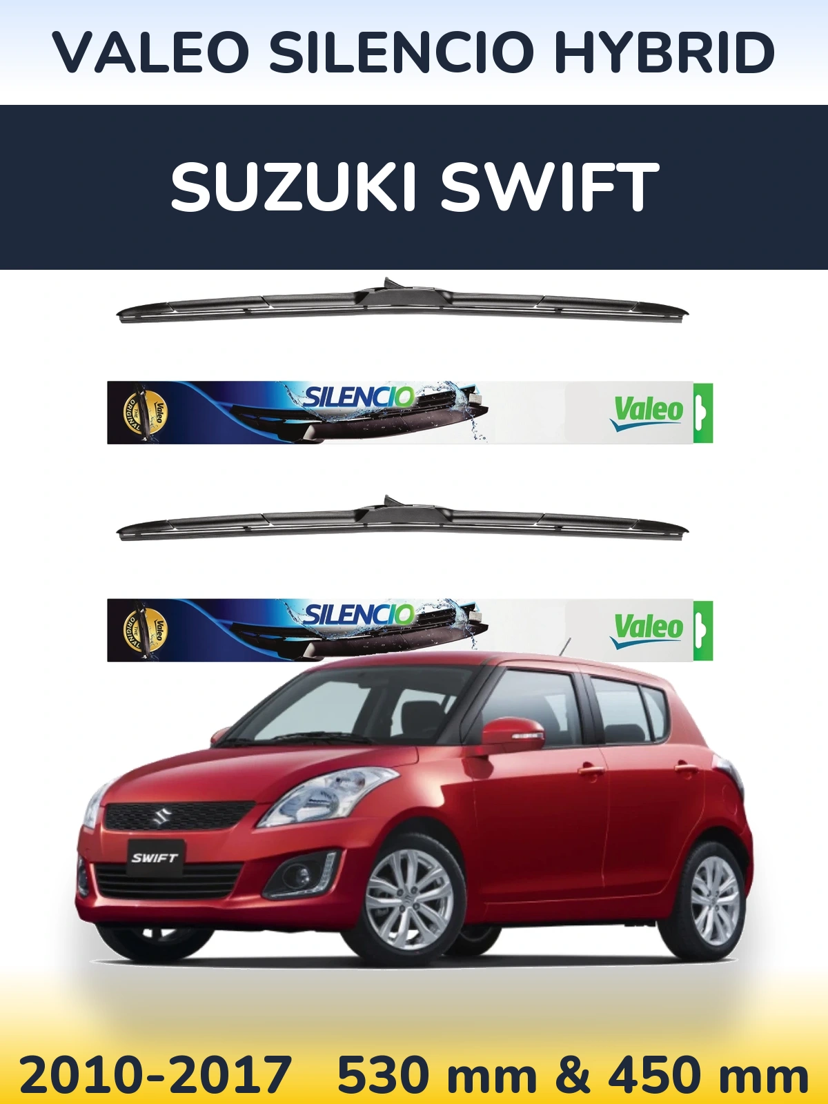 Комплект передних дворников Valeo Silencio Hybrid 530 & 450 мм для Suzuki Swift 2010-2017