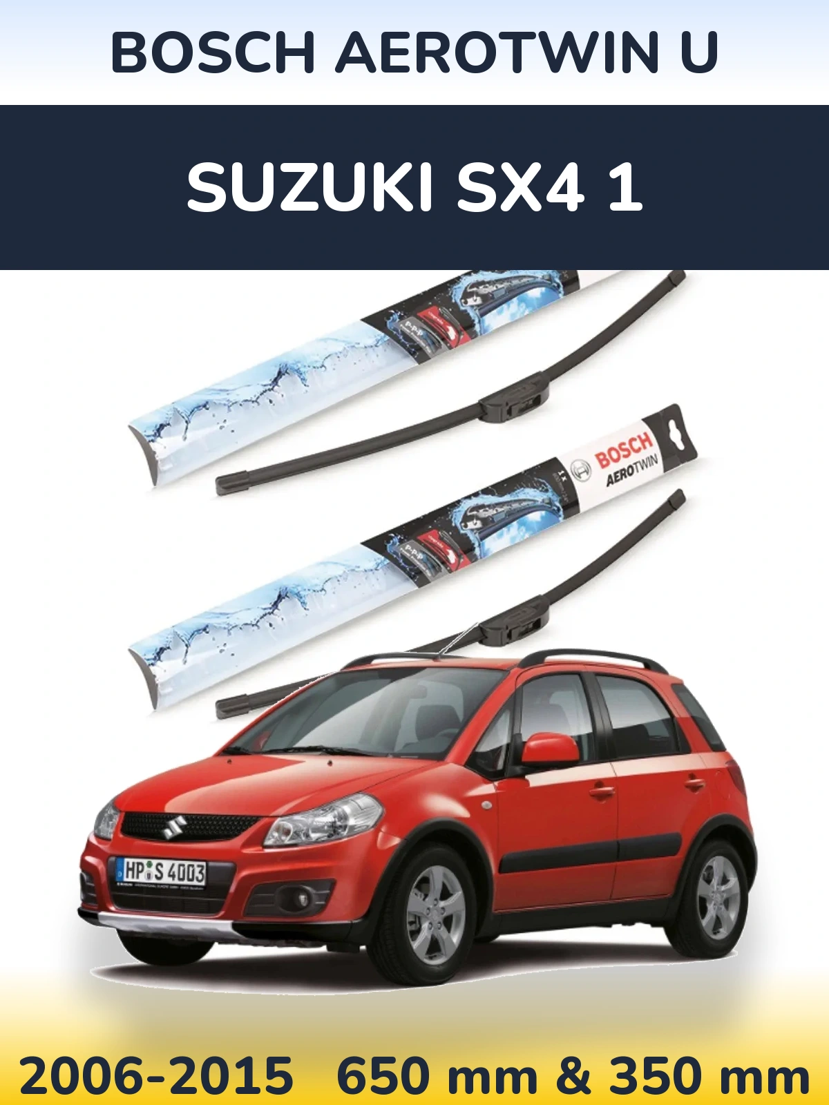 Komplet przednich wycieraczek BOSCH AeroTwin U 650 & 350 mm do Suzuki SX4 1 2006-2015