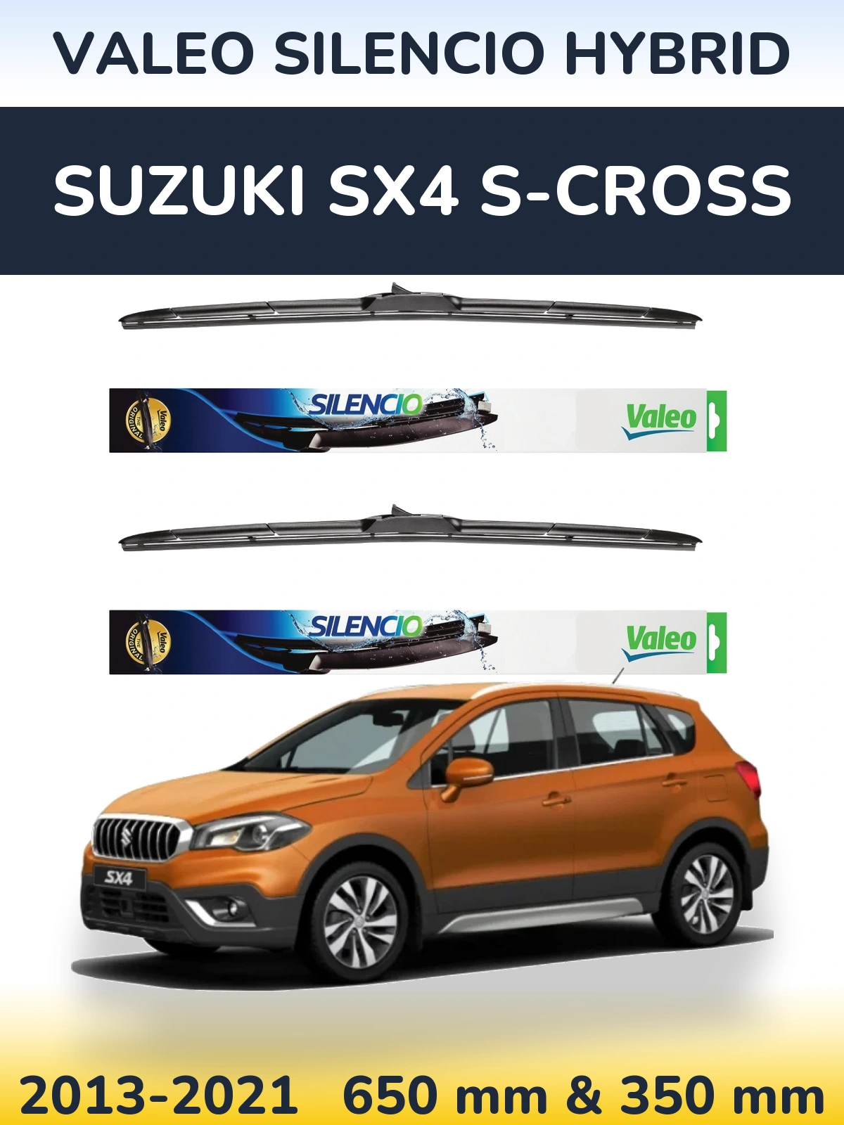 Комплект передних дворников Valeo Silencio Hybrid 650 & 350 мм для Suzuki SX4 S-Cross 2013-2021