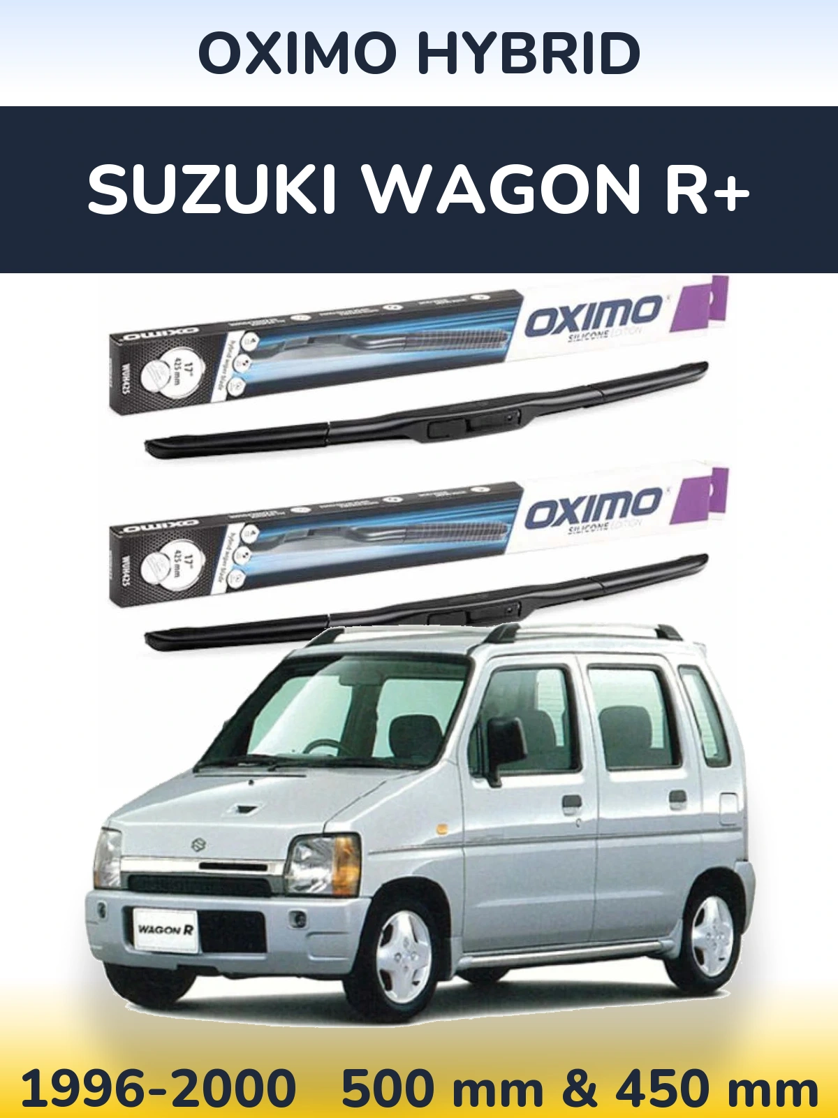 Комплект передних дворников Oximo Hybrid 500 & 450 мм для Suzuki Wagon R+ 1996-2000