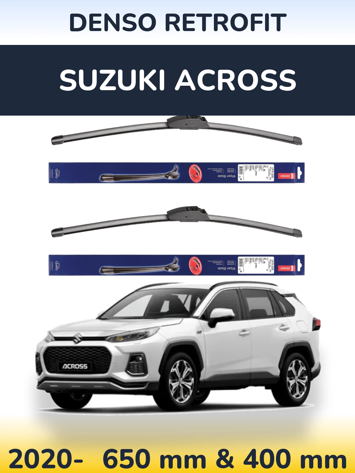 Комплект передніх щіток Denso Retrofit 650 & 400 мм для Suzuki Across 2020-2026