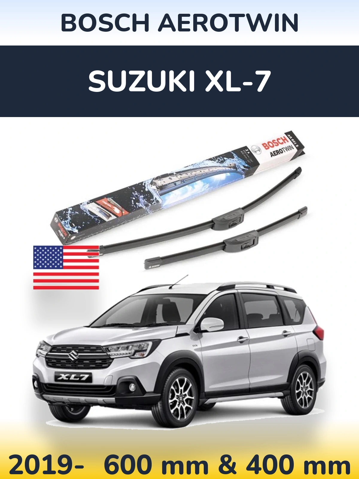 Komplet przednich wycieraczek BOSCH AeroTwin 600 & 400 mm do Suzuki XL-7 2019-2026