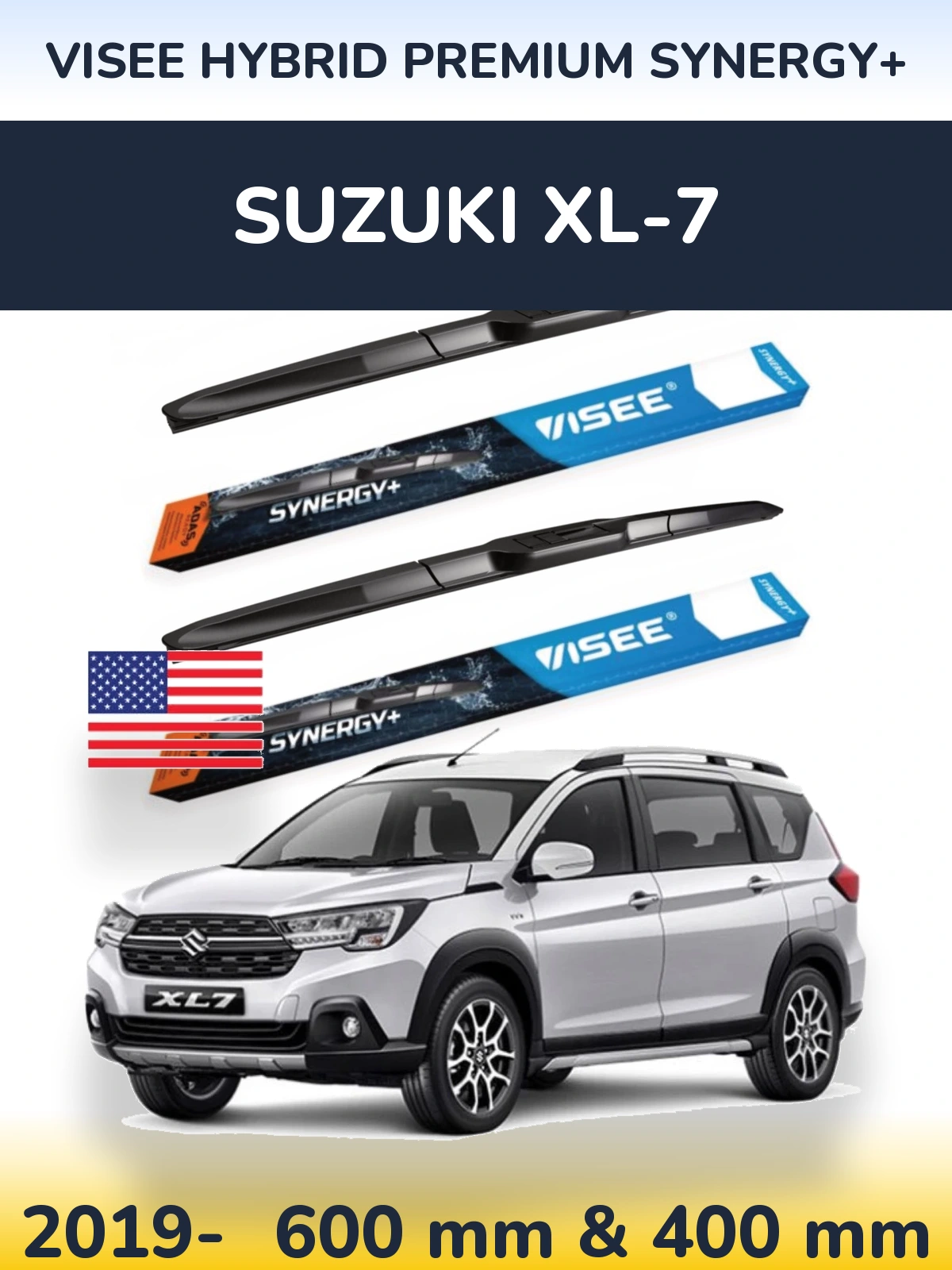 Комплект передніх щіток VISEE HYBRID PREMIUM SYNERGY+ 600 & 400 мм для Suzuki XL-7 2019-2026