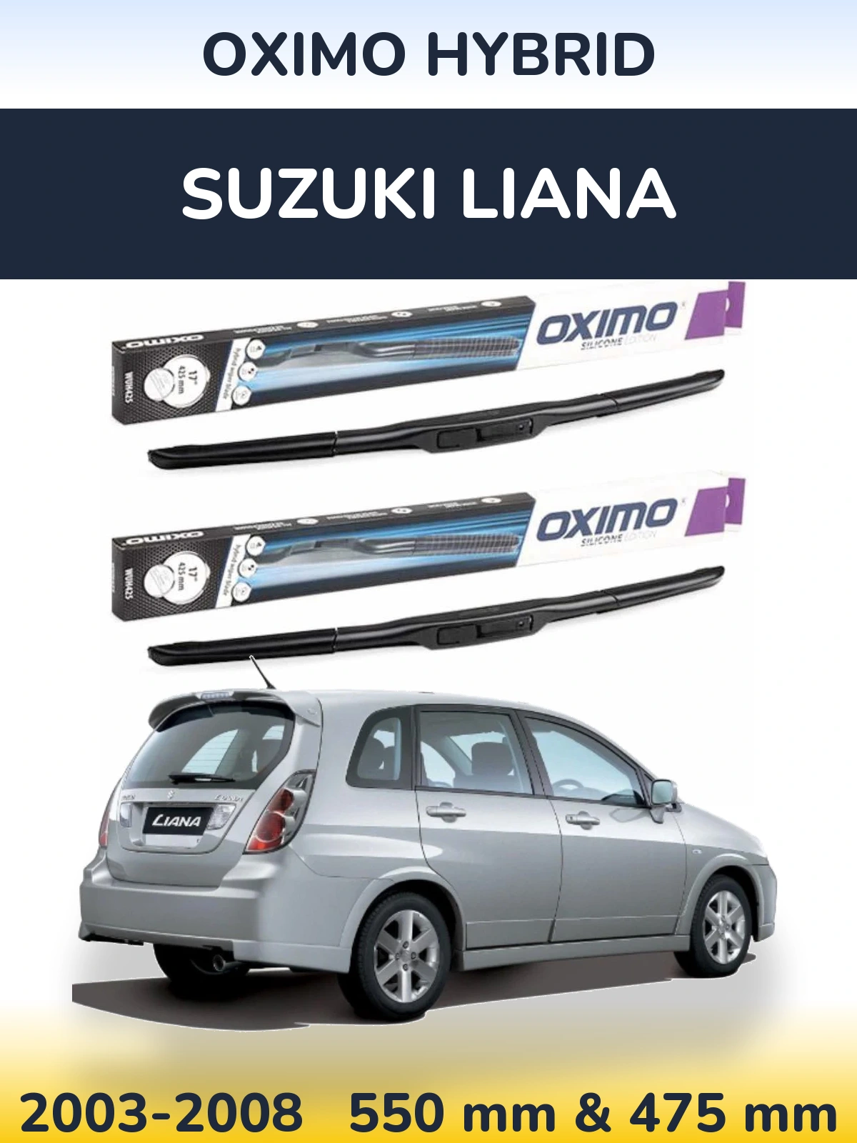Komplet przednich wycieraczek Oximo Hybrid 550 & 475 mm do Suzuki Liana 2003-2008