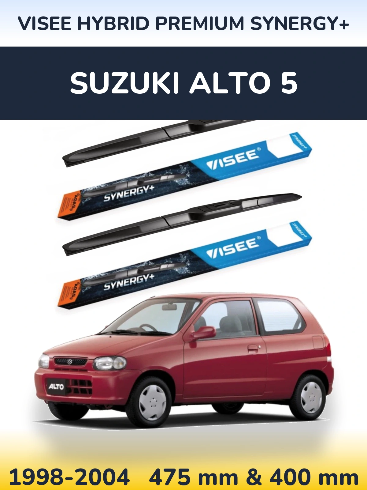 Комплект передних дворников VISEE HYBRID PREMIUM SYNERGY+ 475 & 400 мм для Suzuki Alto 5 1998-2004