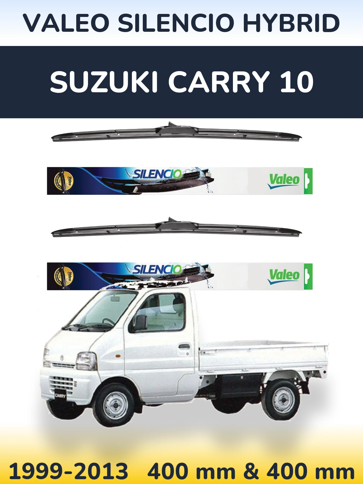 Front wiper blade set Valeo Silencio Hybrid 400 & 400 mm for Suzuki Carry 10 1999-2013