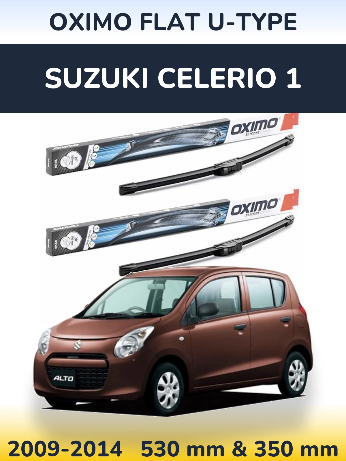 Komplet przednich wycieraczek Oximo Flat U-type 530 & 350 mm do Suzuki Celerio 1 2009-2014