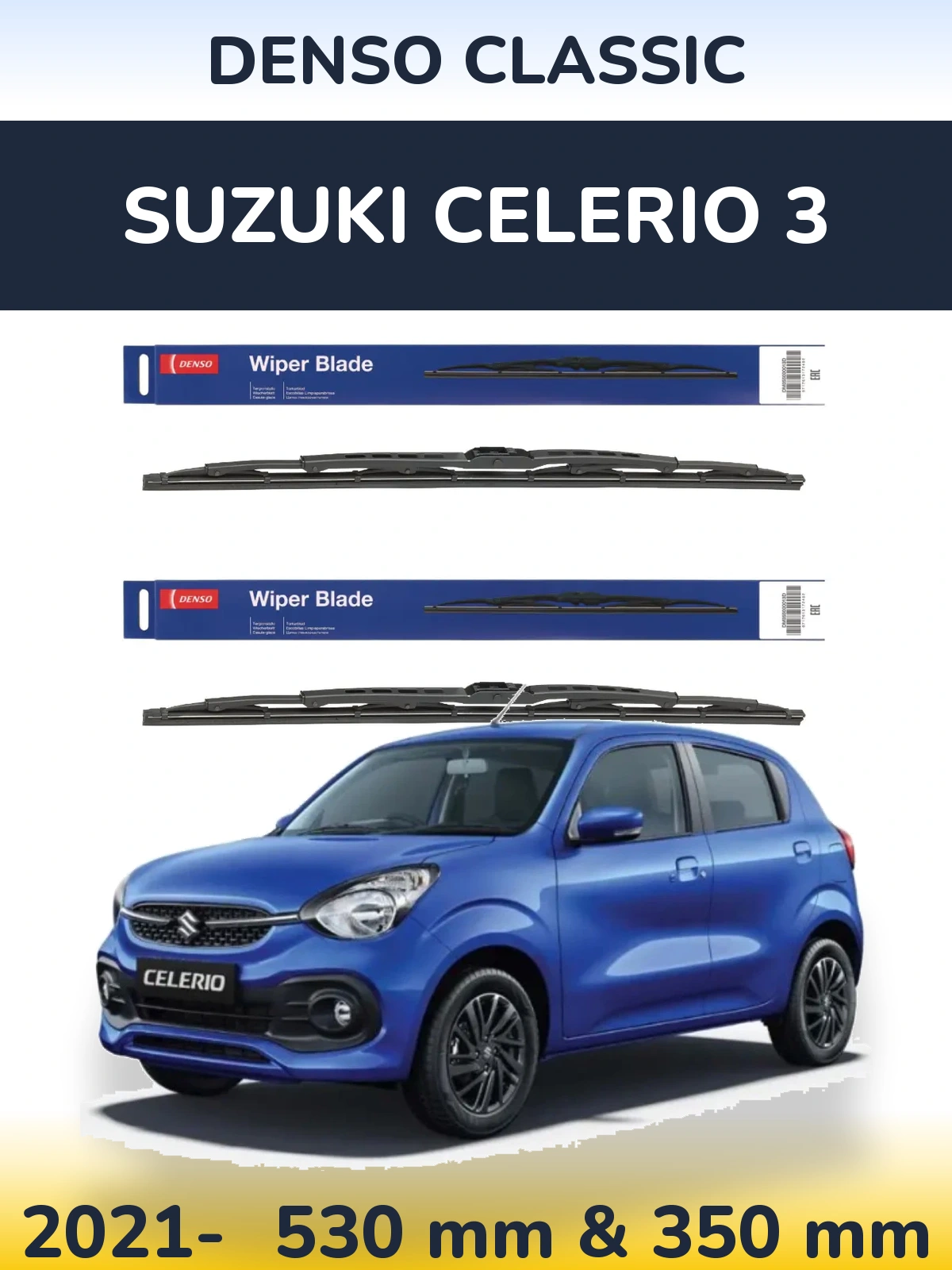 Komplet przednich wycieraczek Denso Classic 530 & 350 mm do Suzuki Celerio 3 2021-2026