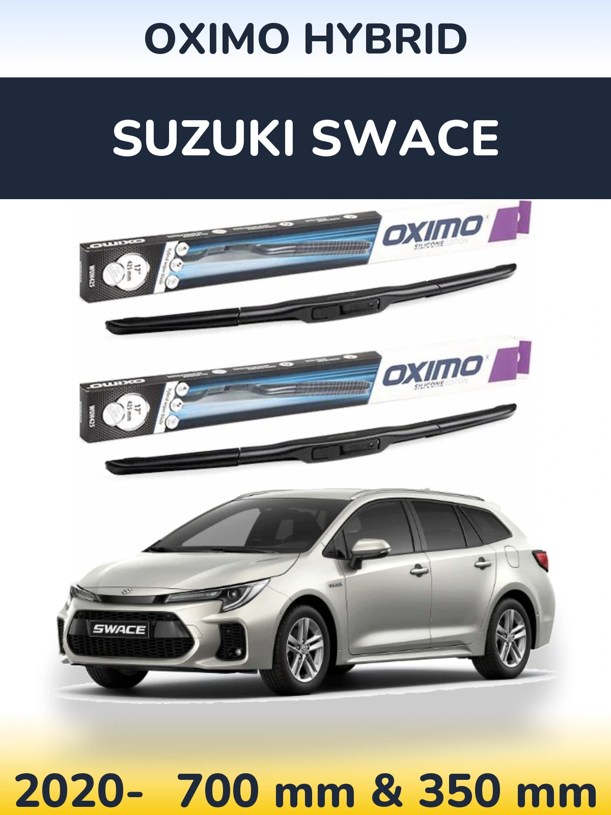 Комплект передніх щіток Oximo Hybrid 700 & 350 мм для Suzuki Swace 2020-2026
