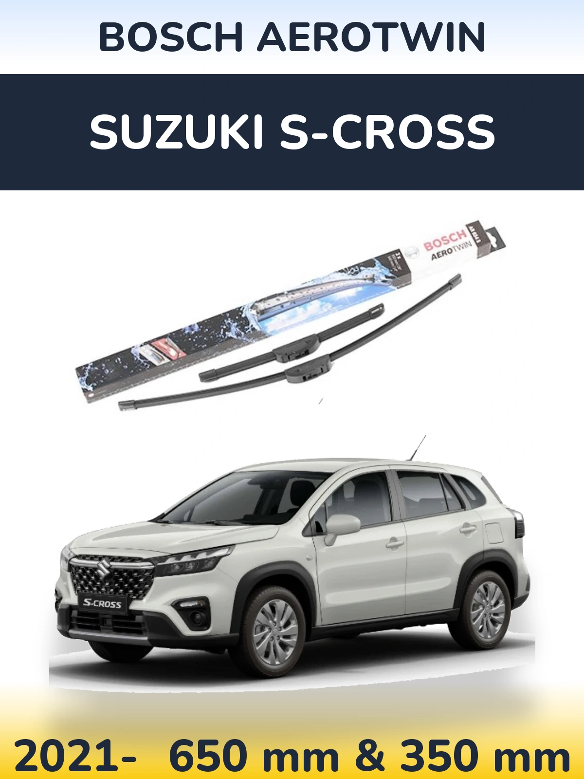 Комплект передніх щіток BOSCH AeroTwin 650 & 350 мм для Suzuki S-Cross 2021-2026