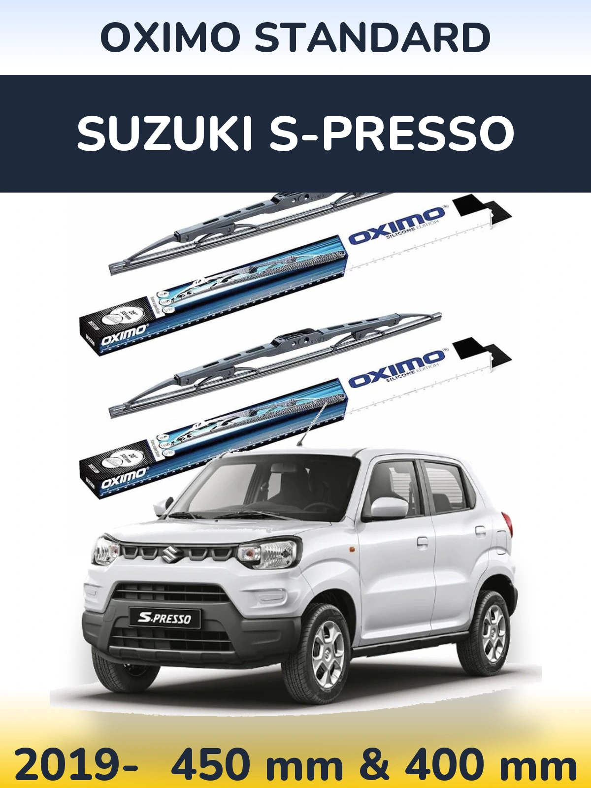 Комплект передніх щіток Oximo Standard 450 & 400 мм для Suzuki S-Presso 2019-2026