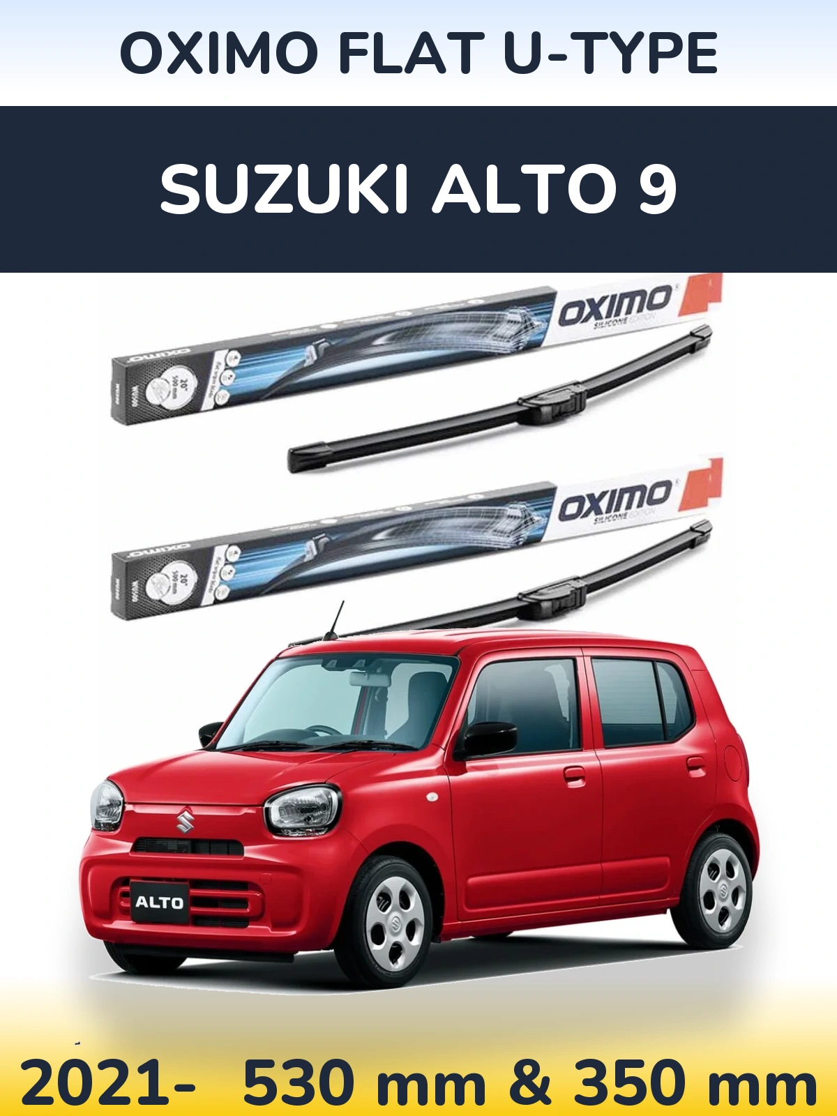 Komplet przednich wycieraczek Oximo Flat U-type 530 & 350 mm do Suzuki Alto 9 2021-2026