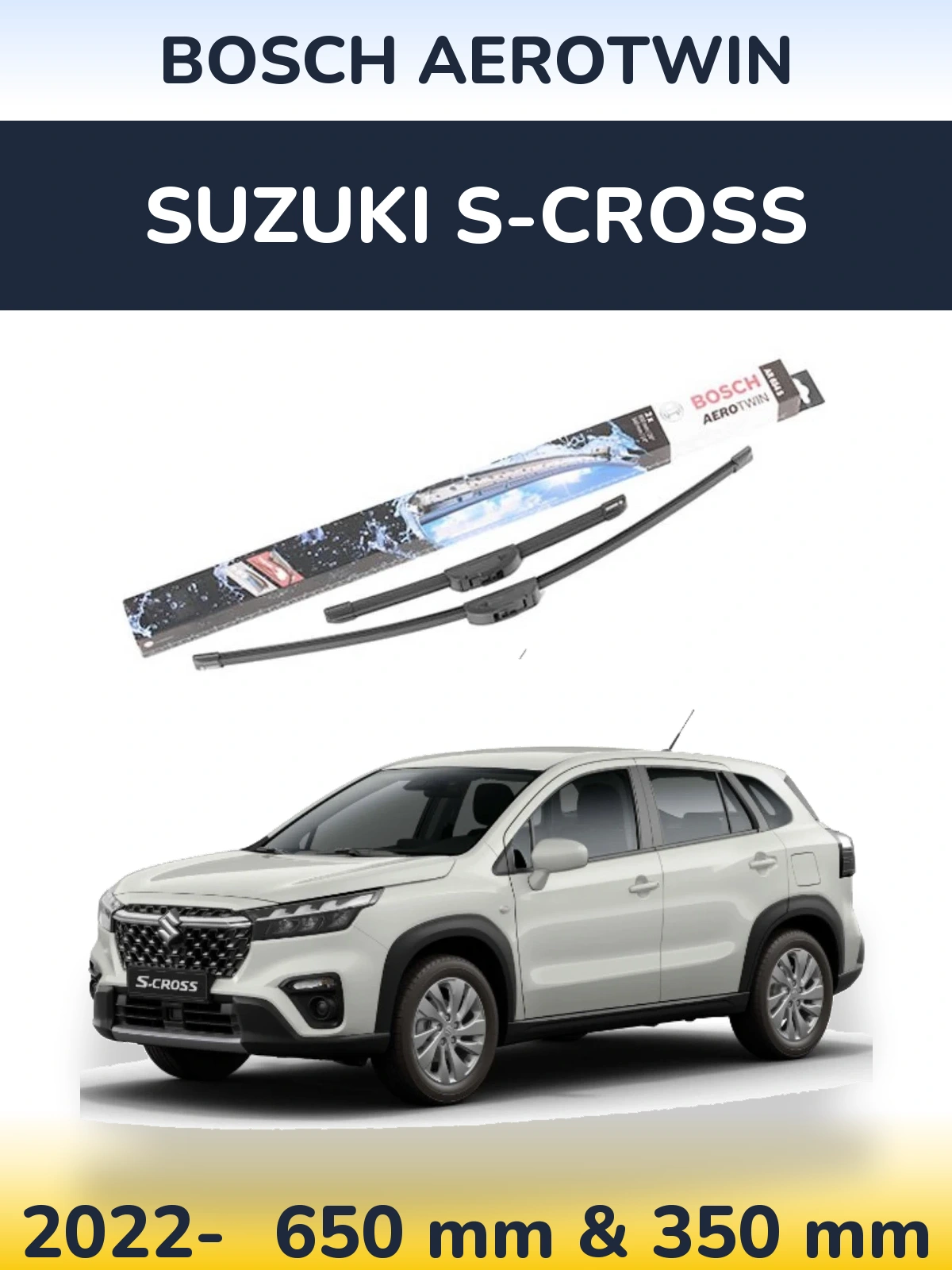 Комплект передніх щіток BOSCH AeroTwin 650 & 350 мм для Suzuki S-Cross 2022-2026