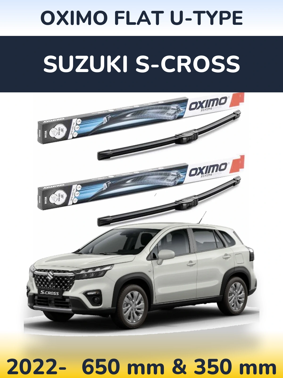 Komplet przednich wycieraczek Oximo Flat U-type 650 & 350 mm do Suzuki S-Cross 2022-2026