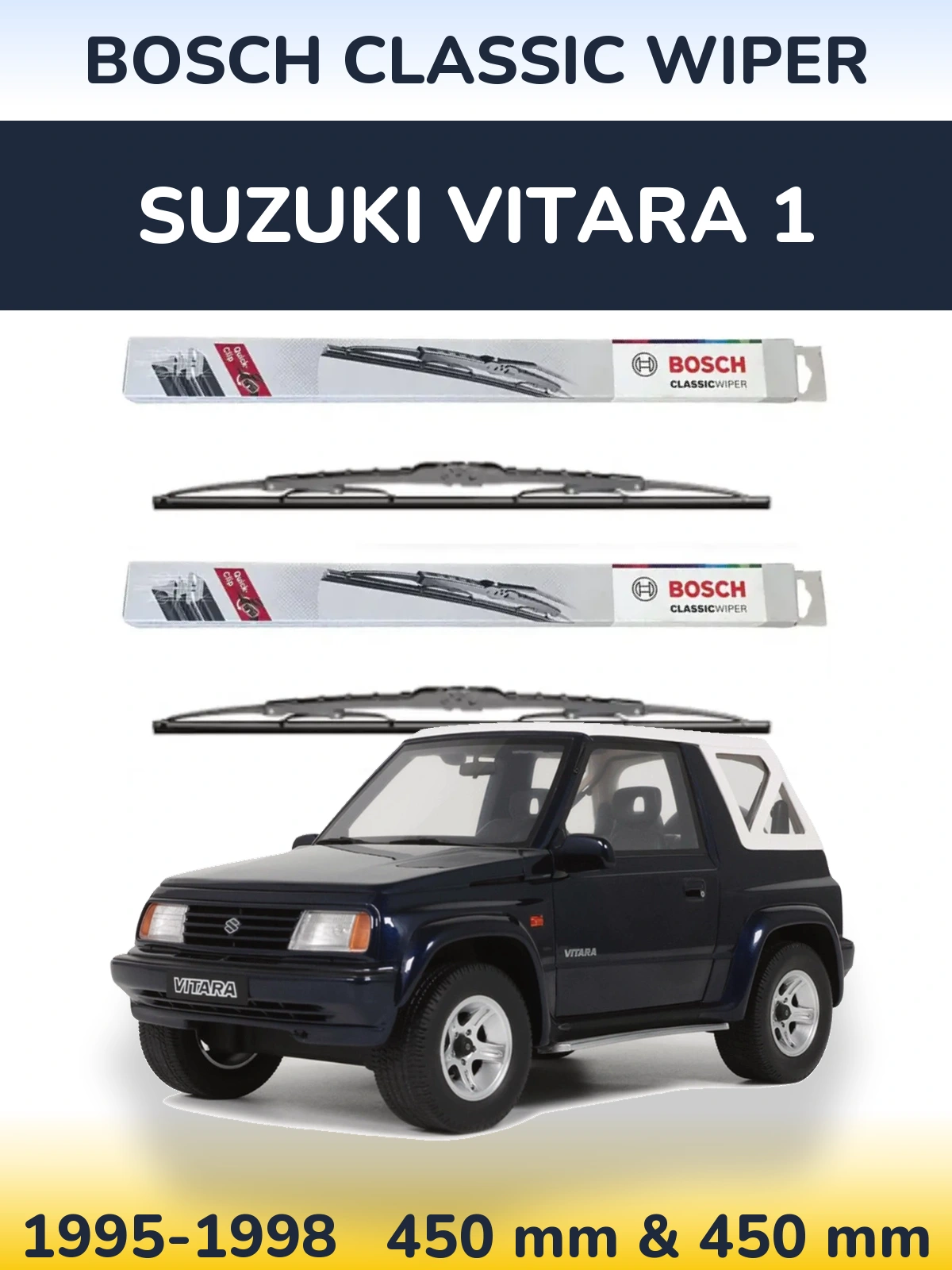 Komplet przednich wycieraczek BOSCH Classic Wiper 450 & 450 mm do Suzuki Vitara 1 1995-1998