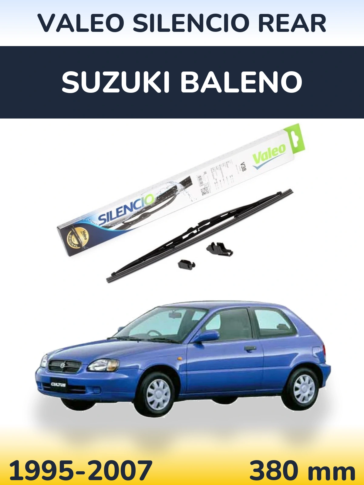 Rear wiper blade Valeo Silencio Rear 380 mm for Suzuki Baleno 1995-2007