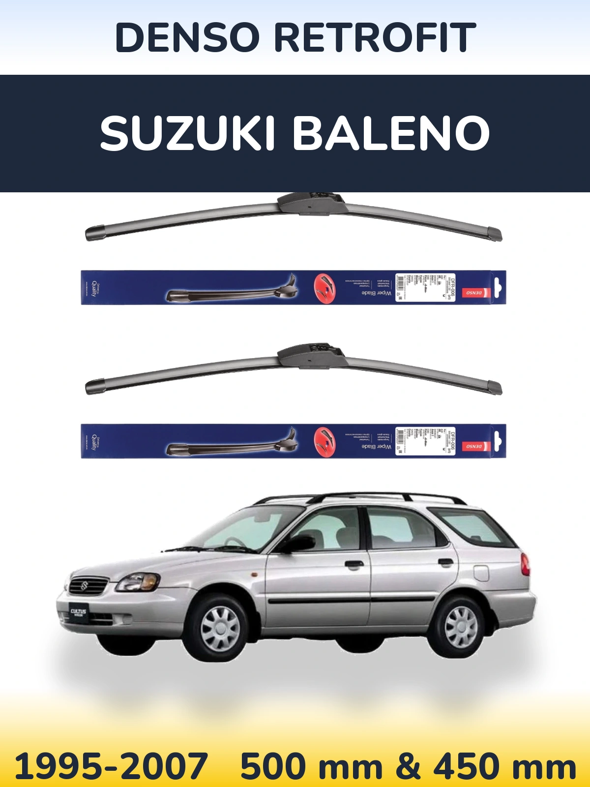 Комплект передних дворников Denso Retrofit 500 & 450 мм для Suzuki Baleno 1995-2007