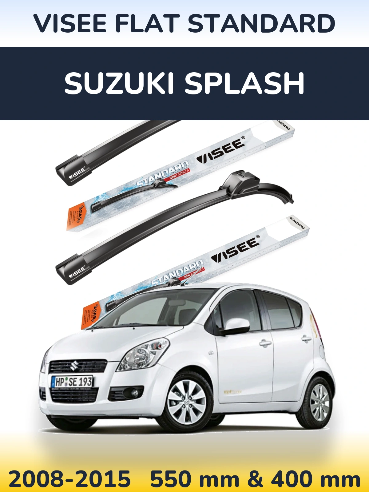 Комплект передних дворников VISEE FLAT STANDARD 550 & 400 мм для Suzuki Splash 2008-2015