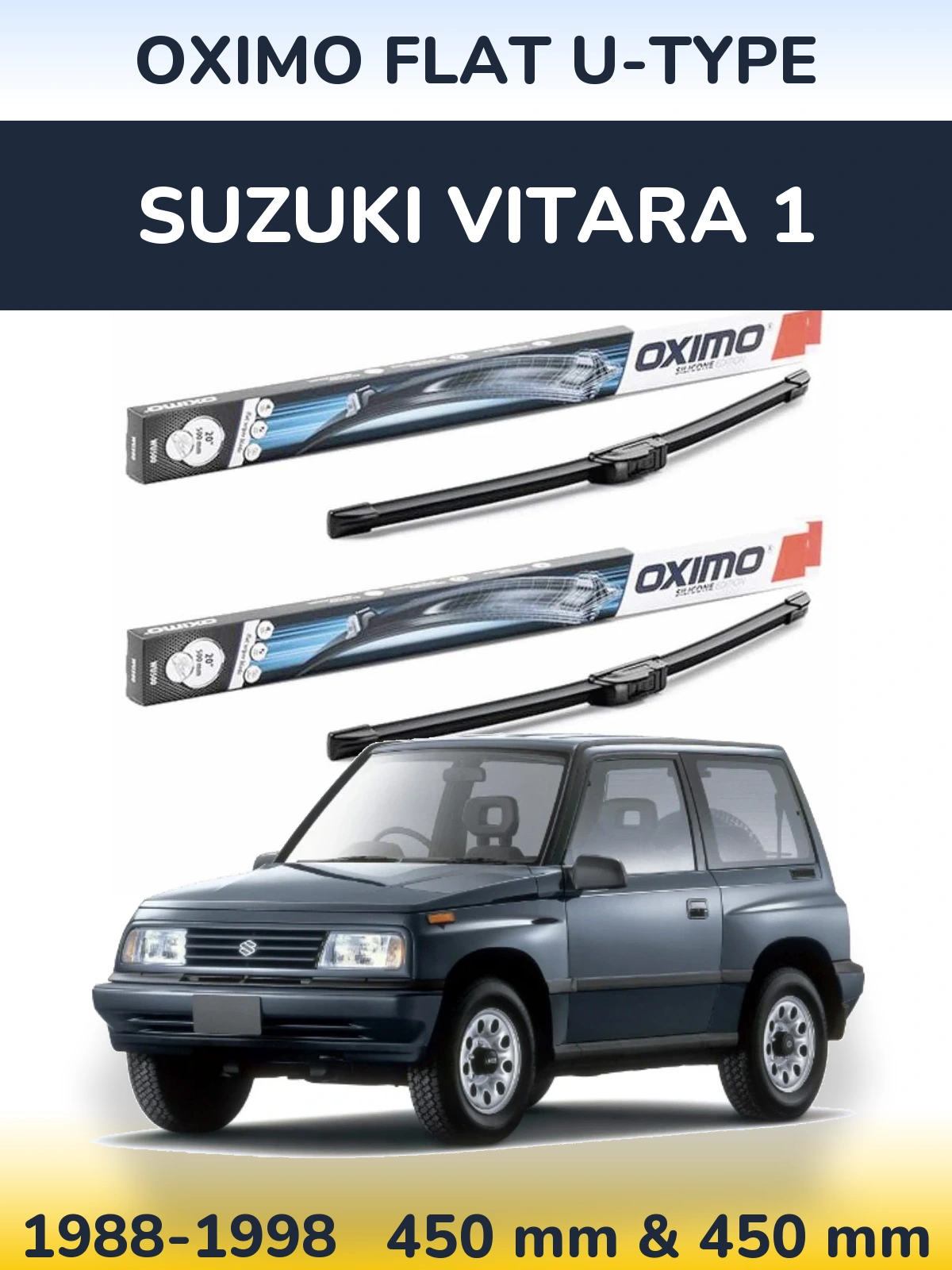 Komplet przednich wycieraczek Oximo Flat U-type 450 & 450 mm do Suzuki Vitara 1 1988-1998