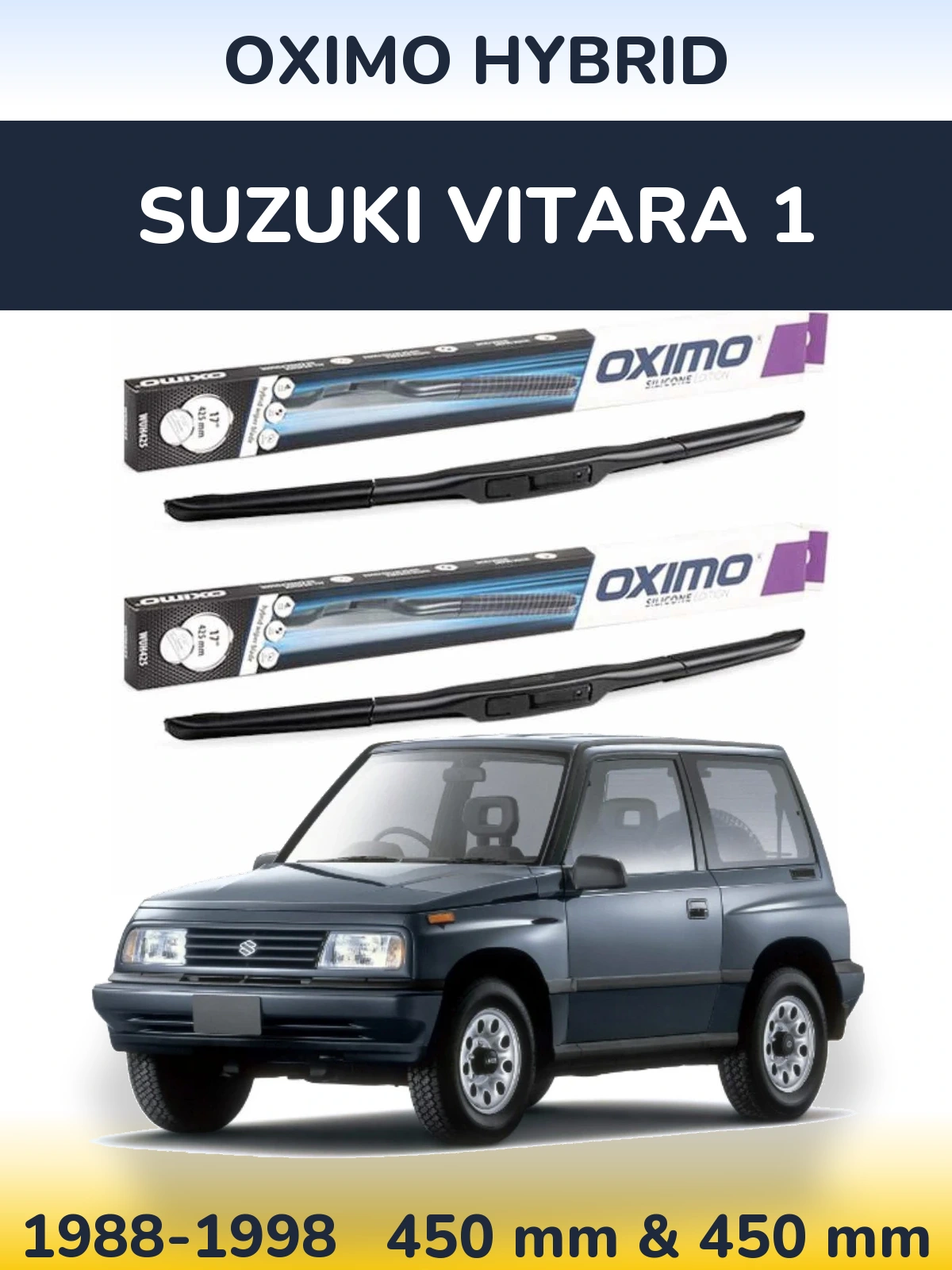 Комплект передних дворников Oximo Hybrid 450 & 450 мм для Suzuki Vitara 1 1988-1998