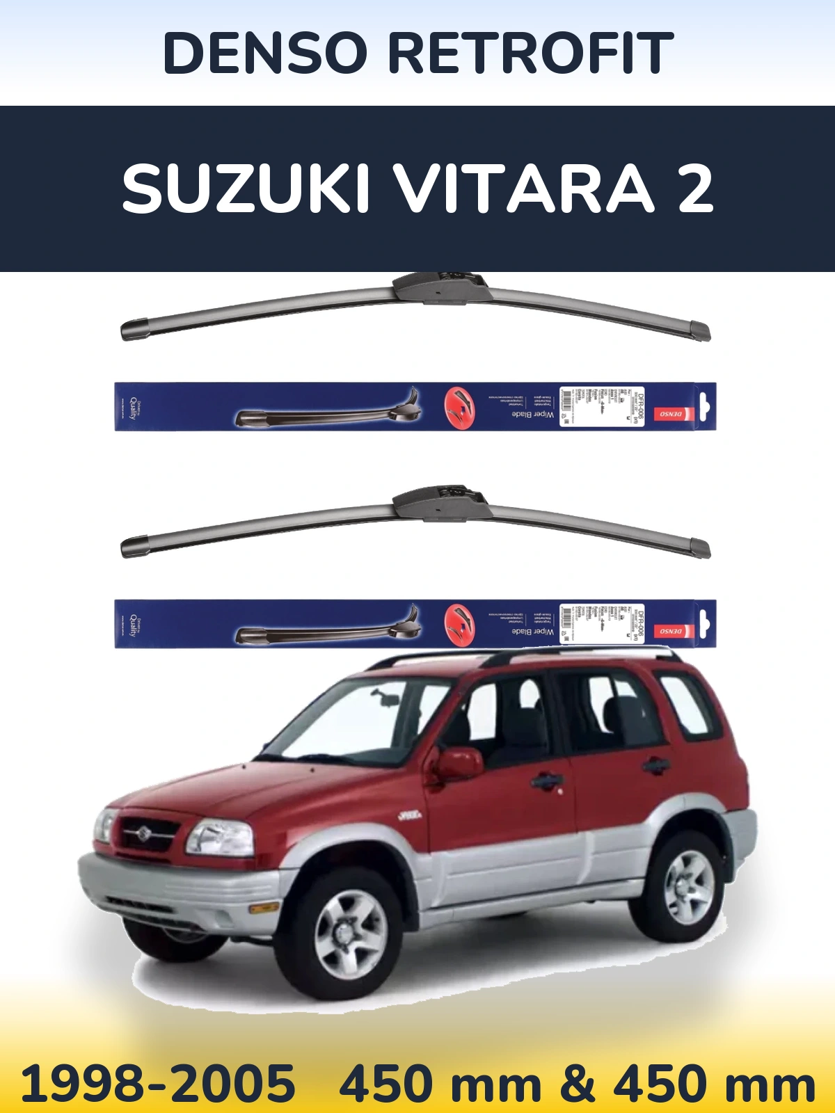 Комплект передних дворников Denso Retrofit 450 & 450 мм для Suzuki Vitara 2 1998-2005